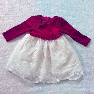 Isobella & Chloe Red Velvet and Lace Christmas Dress - Size 12 Months